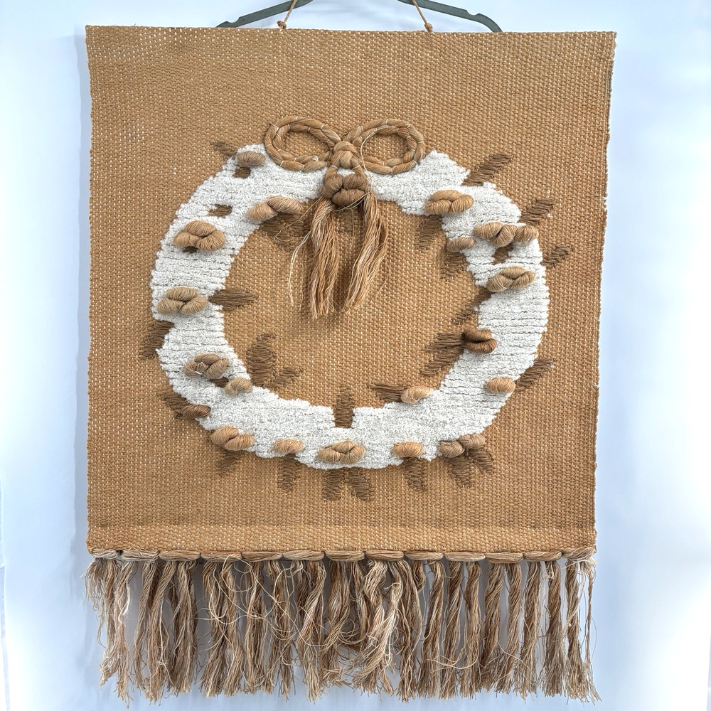 VTG '88 ICA Woven Wallhanging Wall Hanging Tapestry Fiber 29x36" Art Retro